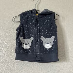 Carter’s Gray Dot Hooded Fleece Vest Frenchie Puppy Dog
